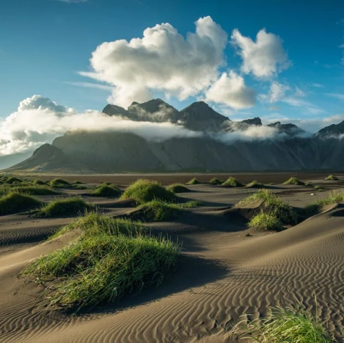 Le sable volcanique de Stokksnes