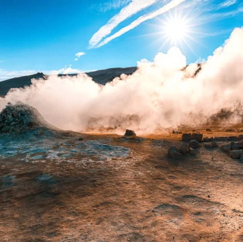 Les fumerolles et marres bouillonantes de Hverir à Myvatn