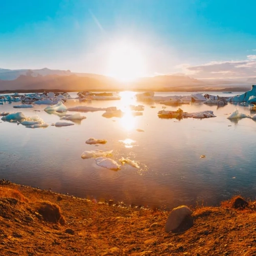 Panorama du lagon glaciaire de Jokulsarlon