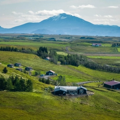 Panorama sur la maison d'hôtes Hestheimar à Hella