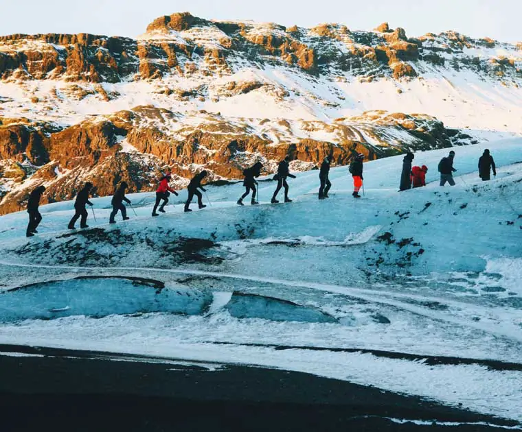 Marche sur la glace du Solheimajökull