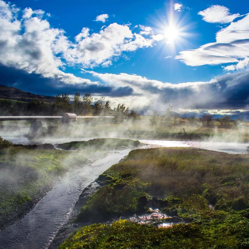 Les sources chaudes de Deildartunguhver en Islande